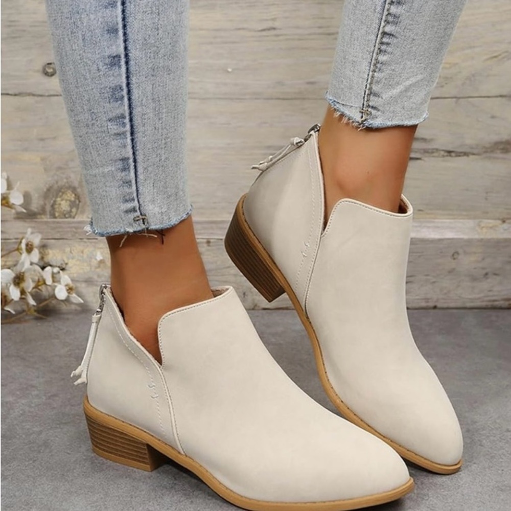Elegant Cream Ankle Boots
